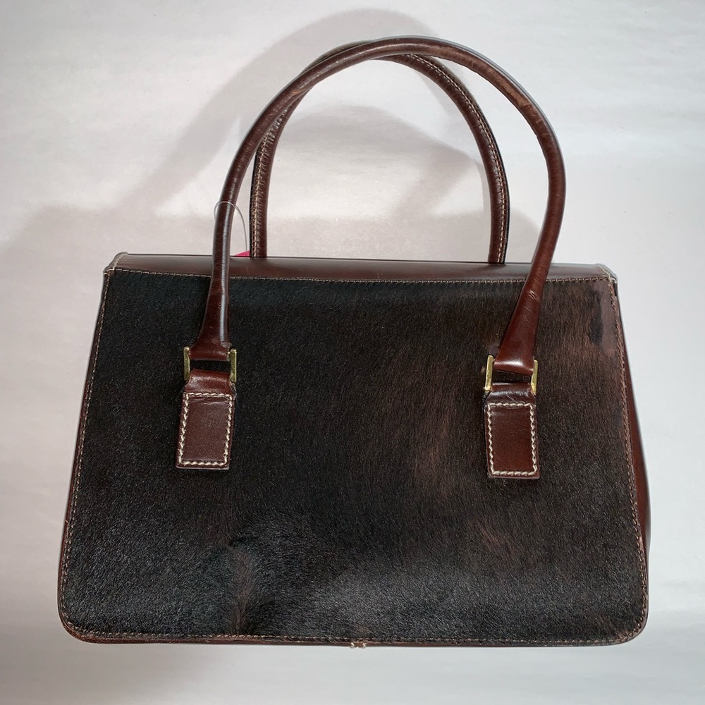 Authentic Lambertson Truex Brown Pony Hide Satchel - image 2